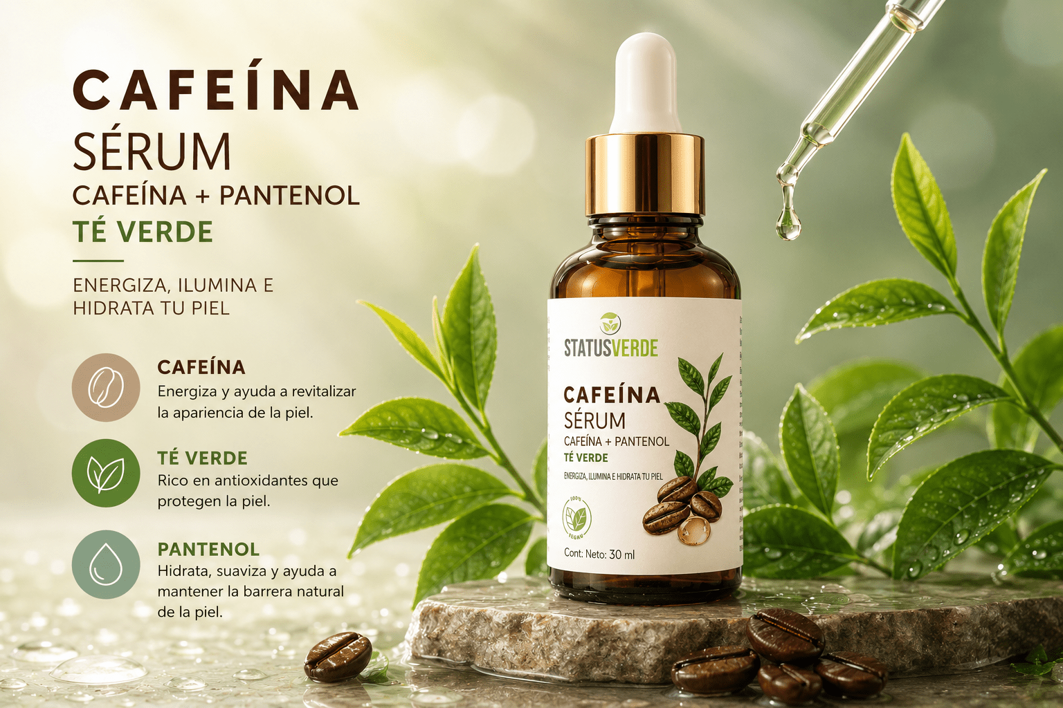 Cafeína, Té Verde y Pantenol: una combinación que nos encantó para el cuidado de la piel