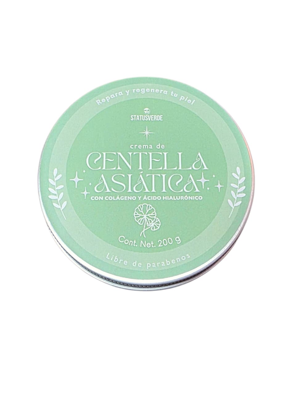 CREMA DE CENTELLA ASIÁTICA CON ÁCIDO HIALURÓNICO Y COLÁGENO VEGANO - STATUS VERDE