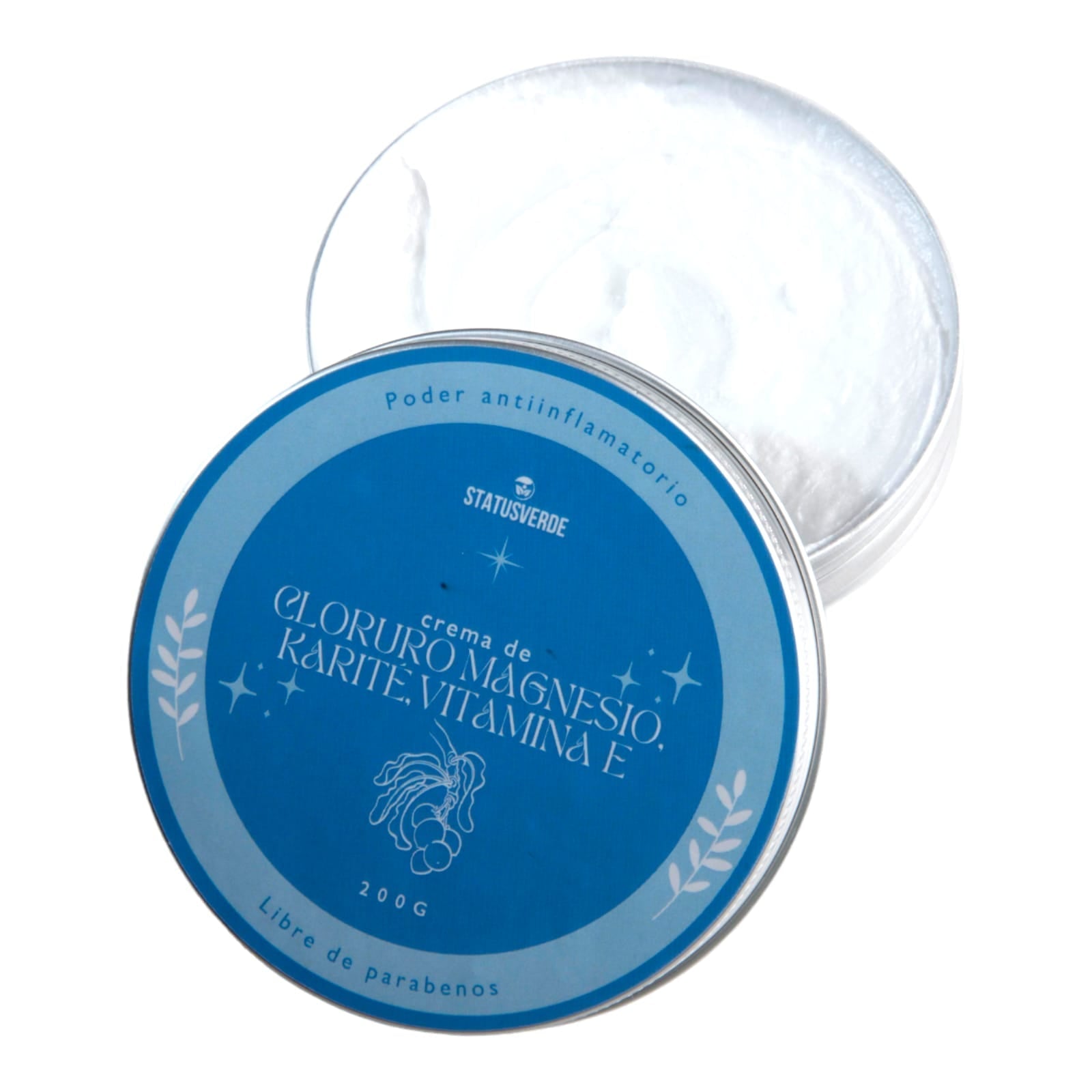 Crema DESINFLAMATORIA de Magnesio, Vitamina E y Karité 200g - STATUS VERDE