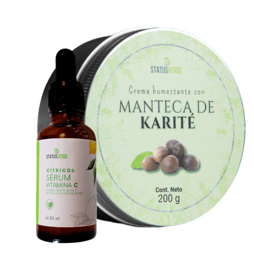 Kit LUMINOSIDAD (CREMA KARITÉy SERUM Vitamina C - STATUS VERDE