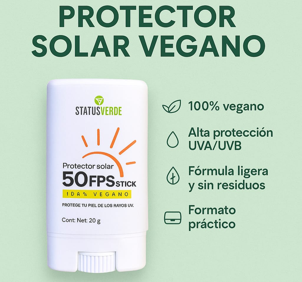 Protector Solar en Stick, Vegano, práctico, con FPS50 (20 g) - STATUS VERDE