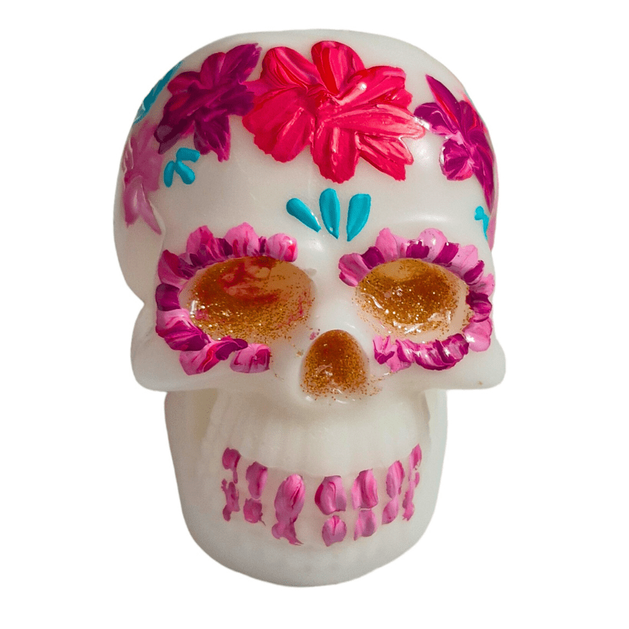 Vela con forma y aroma a Calaverita de azúcar JUMBO - STATUS VERDE