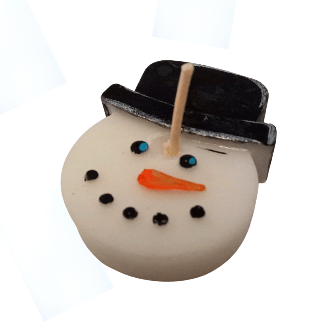 Vela de cara muñeco de nieve tarro 450g - STATUS VERDE