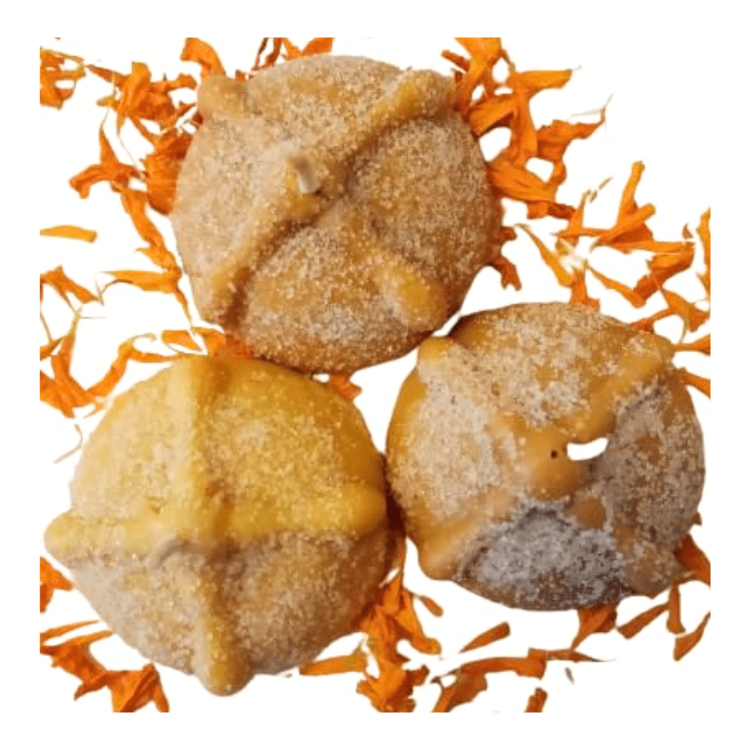 Vela PAN DE MUERTO kit 3 pzs (forma y aroma) - STATUS VERDE